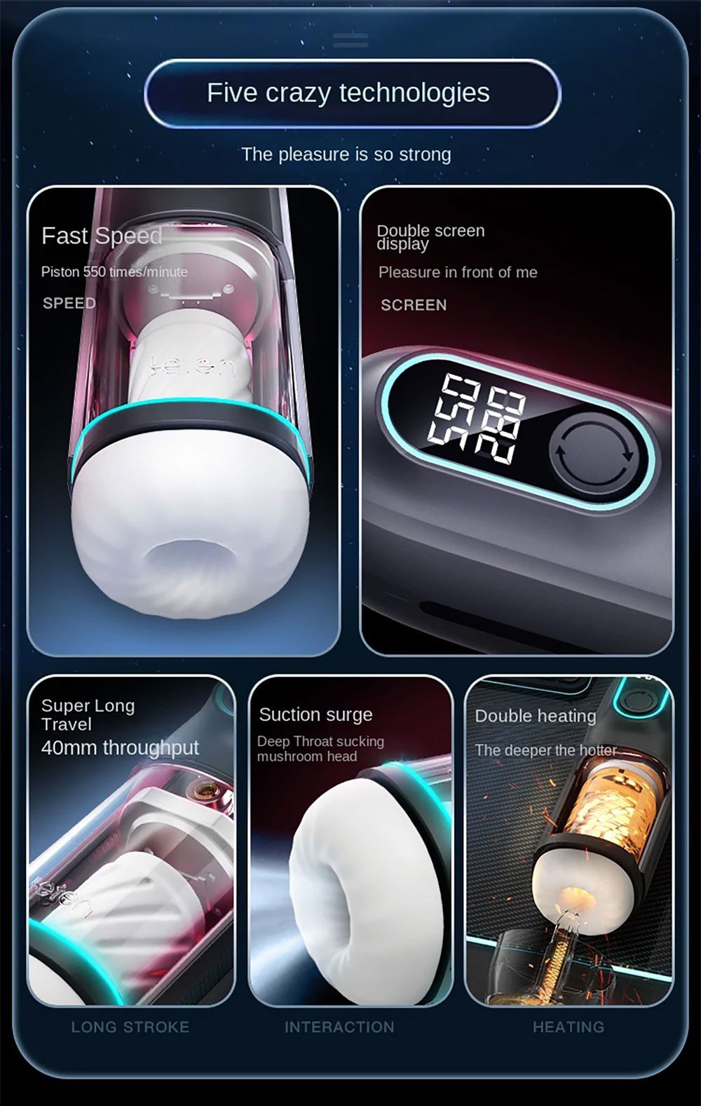 Fully Automatic Male Masturbator & Penis Enlargement Pump: 6 Modes, Featuring Thrusting, Suction, and Heating Functions