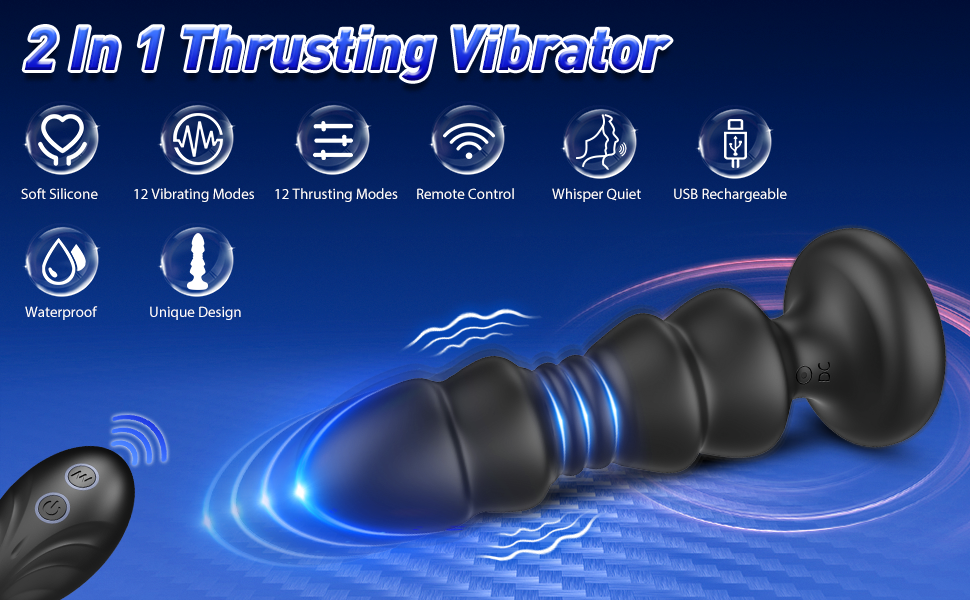 APP Remote Control 12 Vibrating & Thrusting Prostate Massager Anal Toys