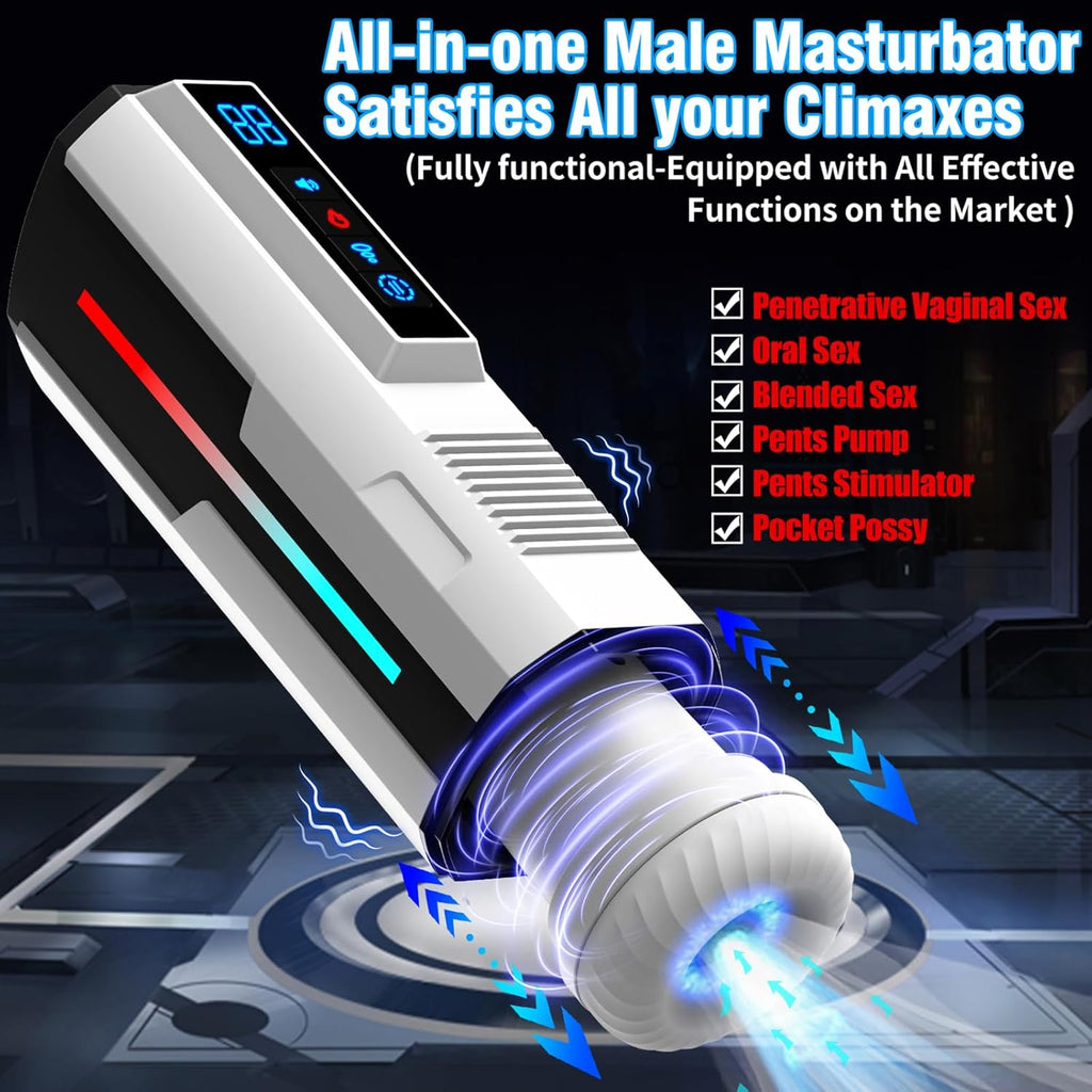 7 Vibrating & 5 Sucking Thrusting LCD Display Automatic Male Masturbator