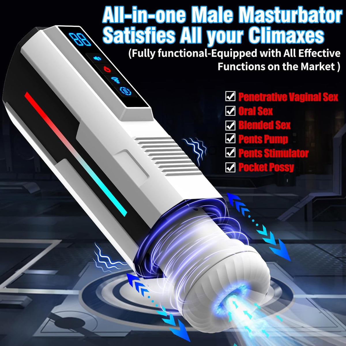 7 Vibrating & 5 Sucking Thrusting LCD Display Automatic Male Masturbator