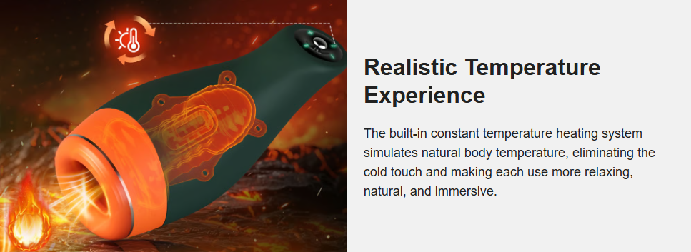 Warming - Simulates Oral Cavity Temperature Vibration and Telescopic 2-1 Male Masturbator
