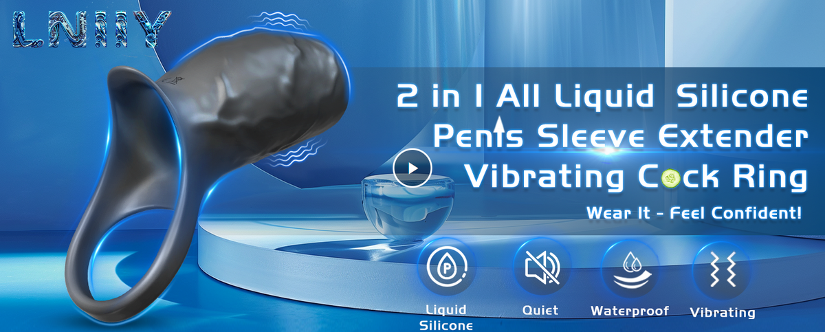 2 In 1 Liquid Silicone Penis Sleeve Extender Vibrating Cock Ring