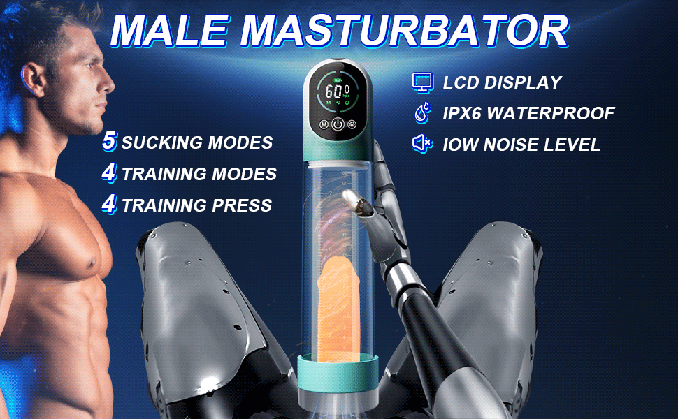 Electric Penis Pump with mini Pocket Pussy 2 in 1 Vacuum Pump for ED Treatment with 5 Suction Modes