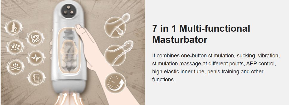 Baymax 10 Suction Vibrations One-button Activation APP-controlled Multi-point Massage Male Masturbator