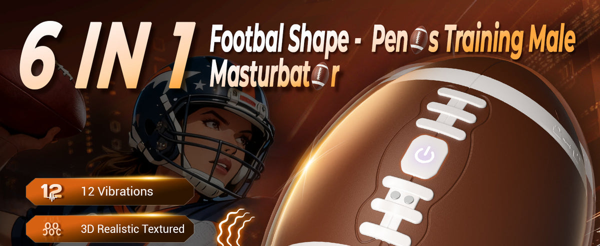 Men's football-shaped masturbator, 12 vibration modes, 3D TPE realistic inner sleeve.