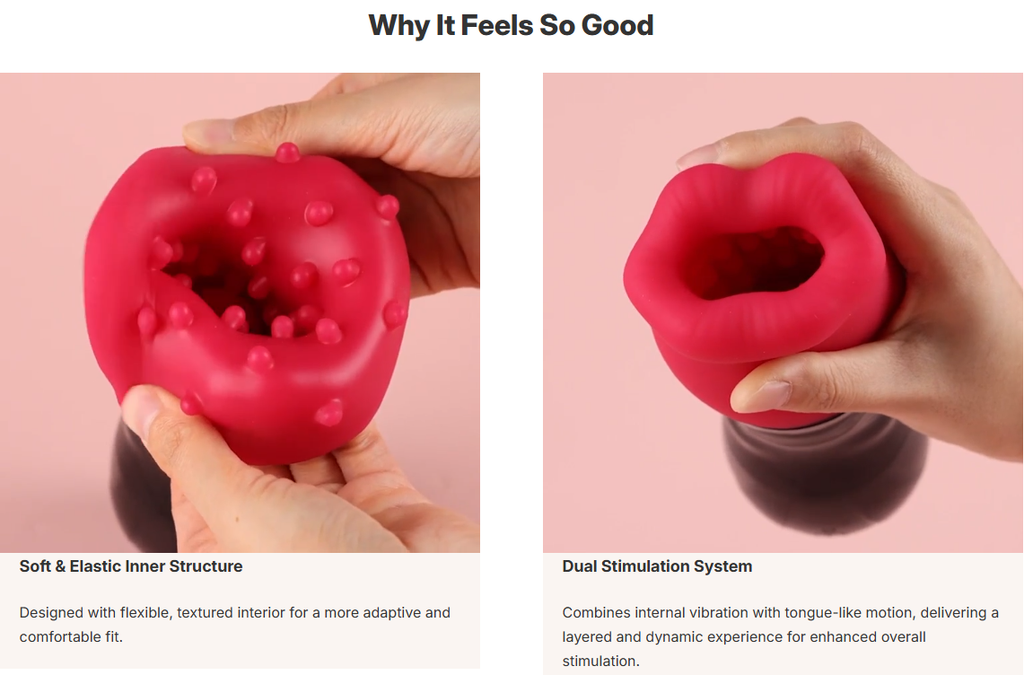 BeadGrip Licker Male Masturbator with Licking & Vibration