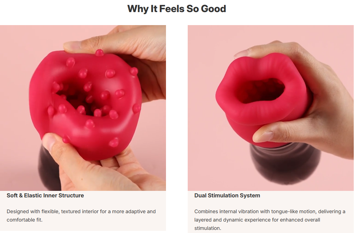 BeadGrip Licker Male Masturbator with Licking & Vibration