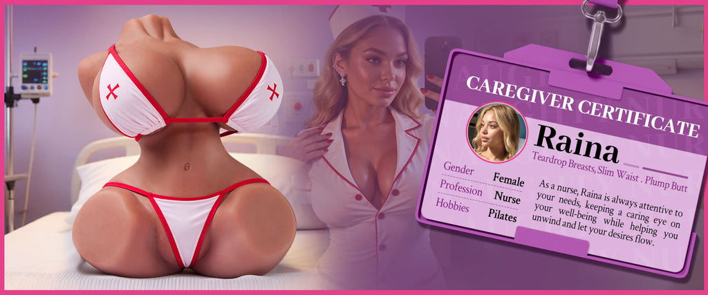 Raina Hayes 7.72 lbs Naughty Nurse Sex Torso with Dual-Grip Stable Skeleton