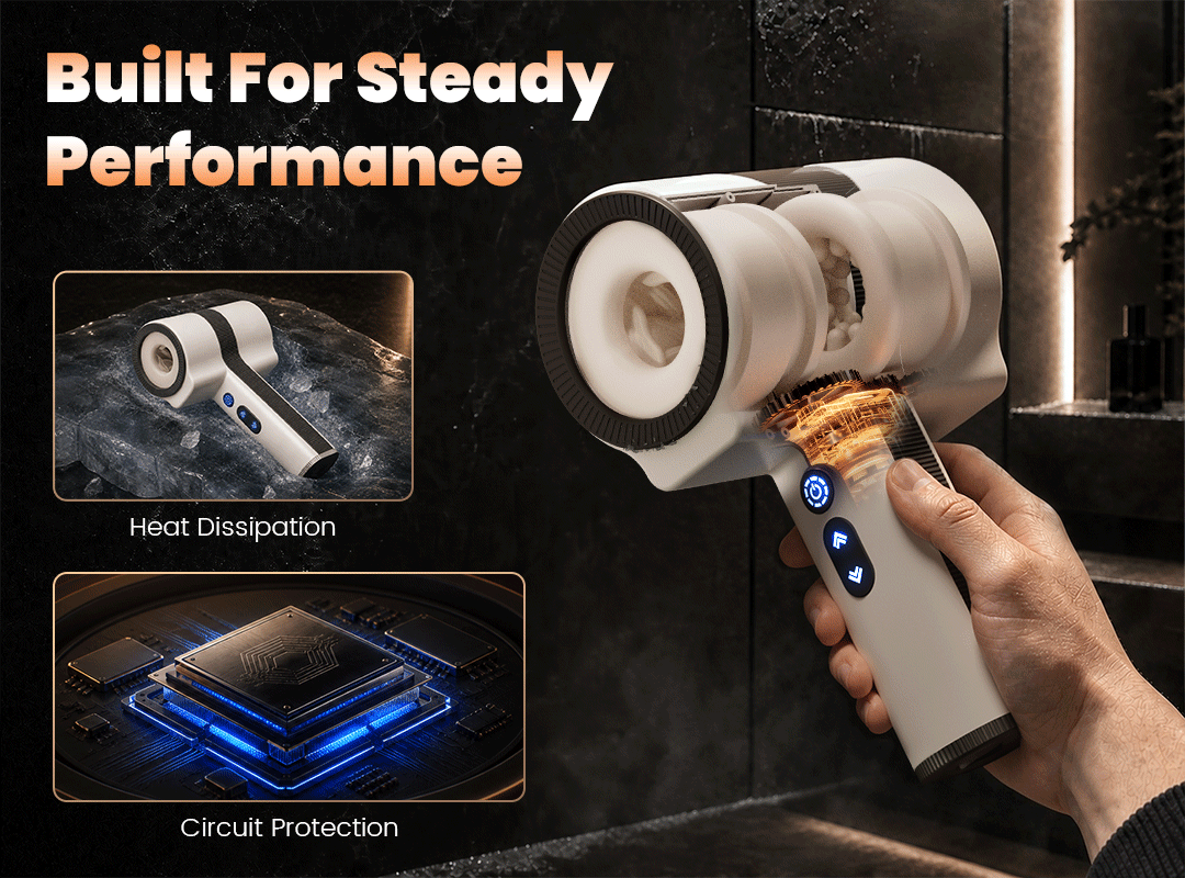 Raiden – Ergonomic Male Masturbator Non-Slip Arc Handle for Fatigue-Free Grip Durable Telescopic Rotation Motor