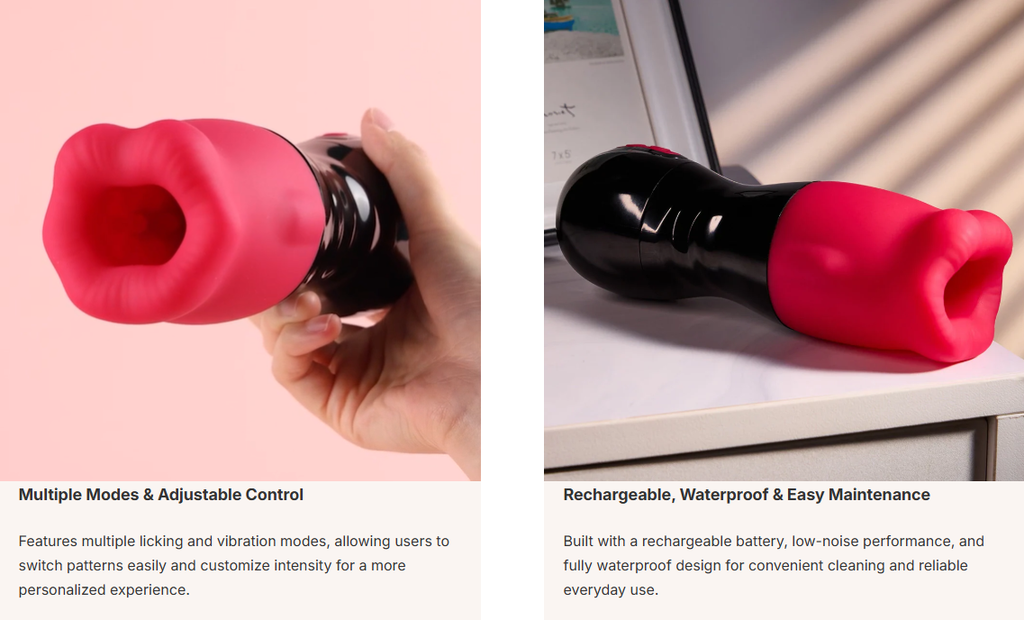 BeadGrip Licker Male Masturbator with Licking & Vibration