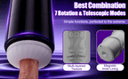 Lightspeed - 4 in 1 Masturbator Cup 7 Thrutings & 7 Rotatings Suction Cup Mount Magnetic Inner Liner