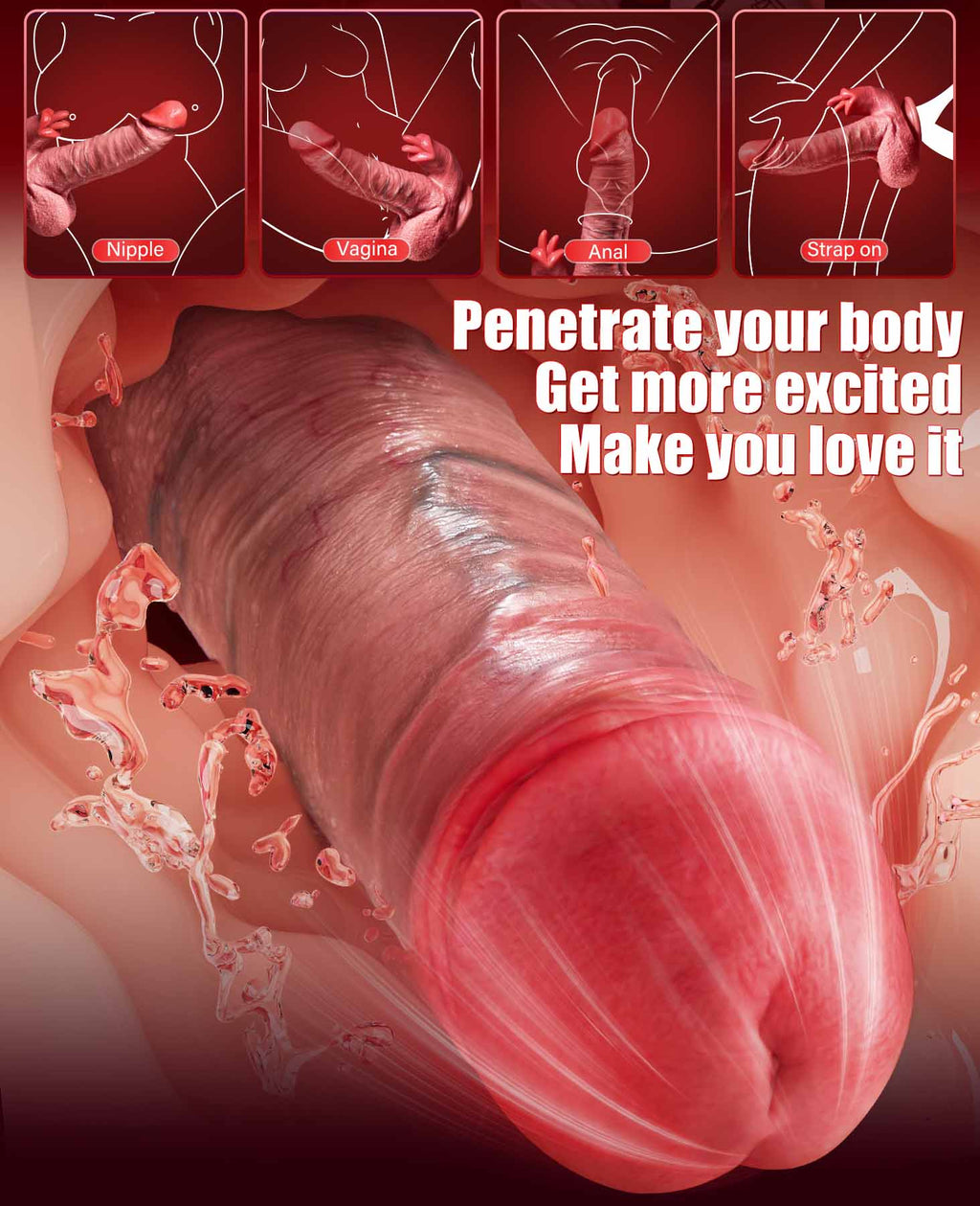 Licking Pro 9.45 In Dual-Tongue Lick Upgrade Dildo Lifelike Thrusting Vibrating Heating Vibrator