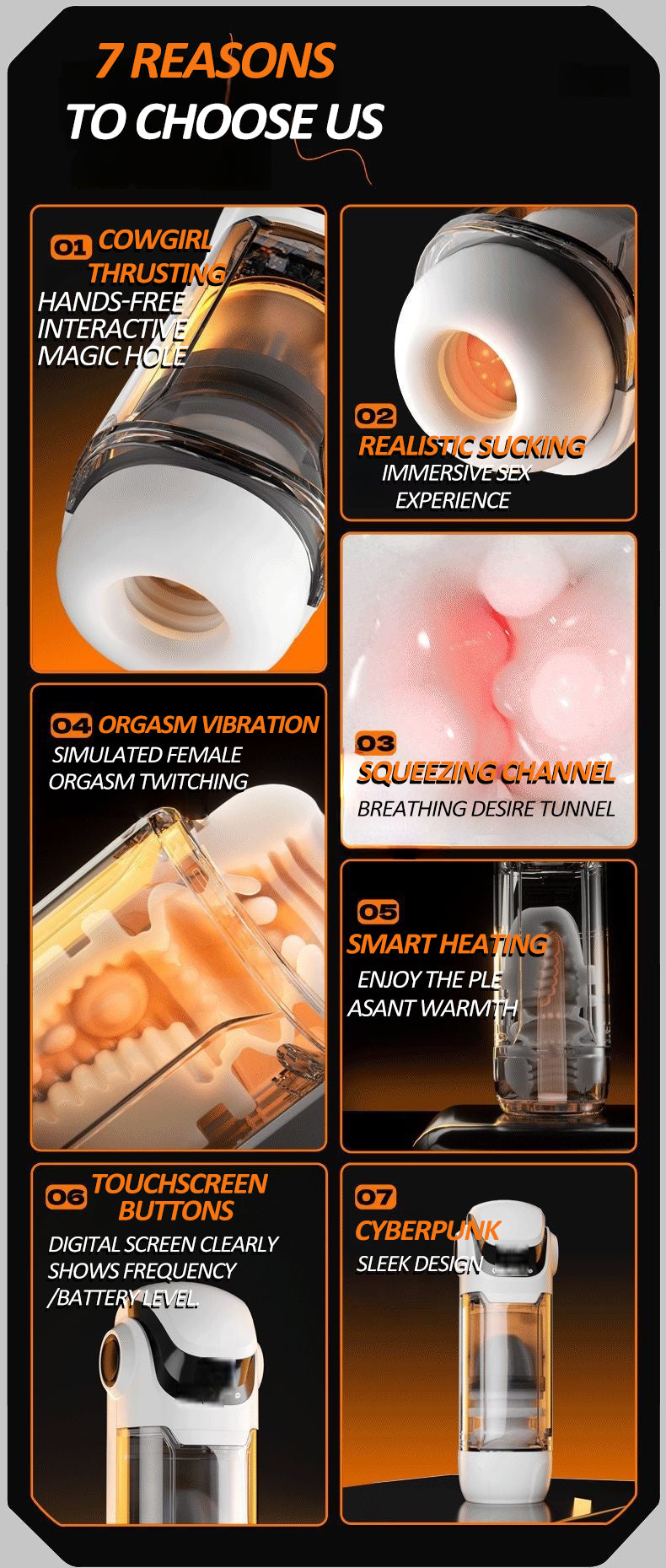 Manmiao Touch Control Digital Display & Telescopic Sucking Masturbator