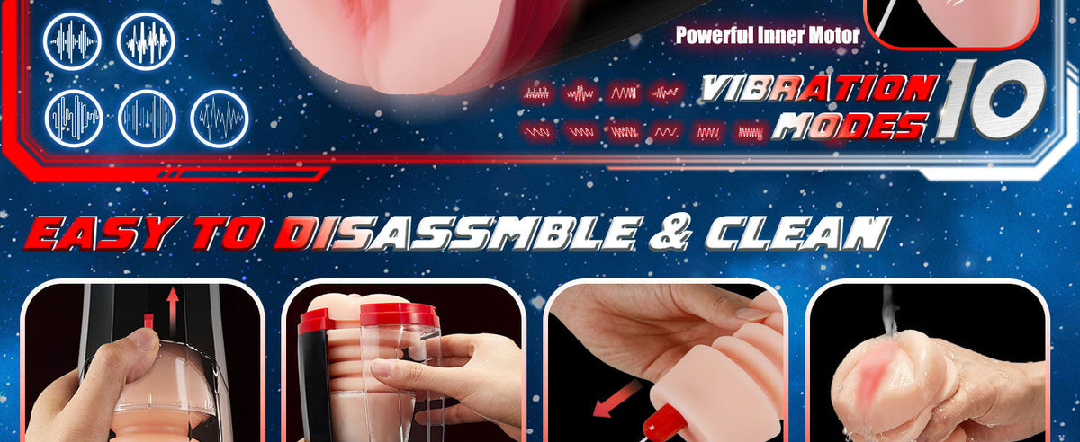 4-in-1 Masturbator cup, 10 vibration modes, 5 thrusting modes and a suction mode with voice interaction for a versatile experience