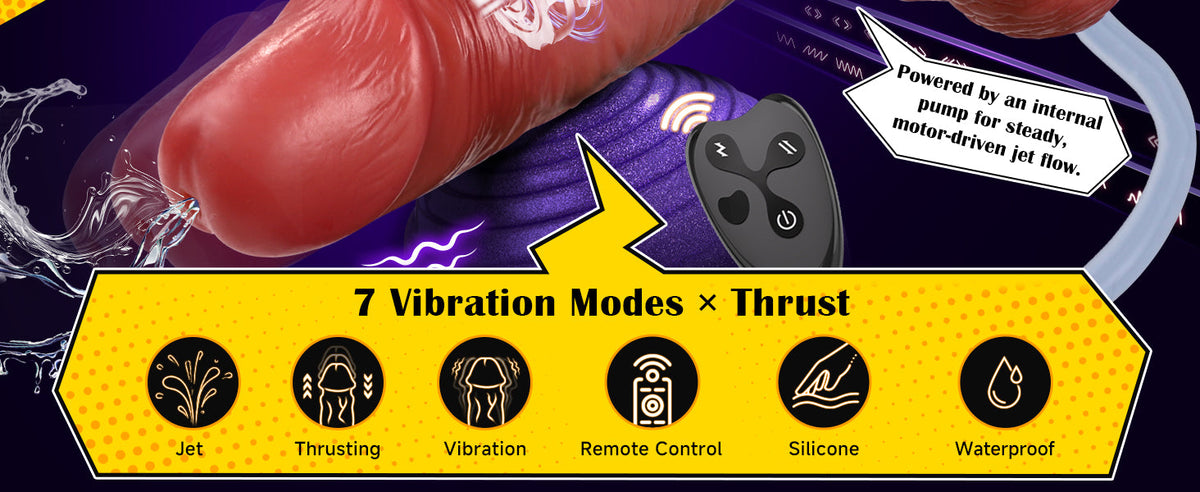 10.8 Inch 7 Thrust & Vibration Huge Flexible Squirting Dildo