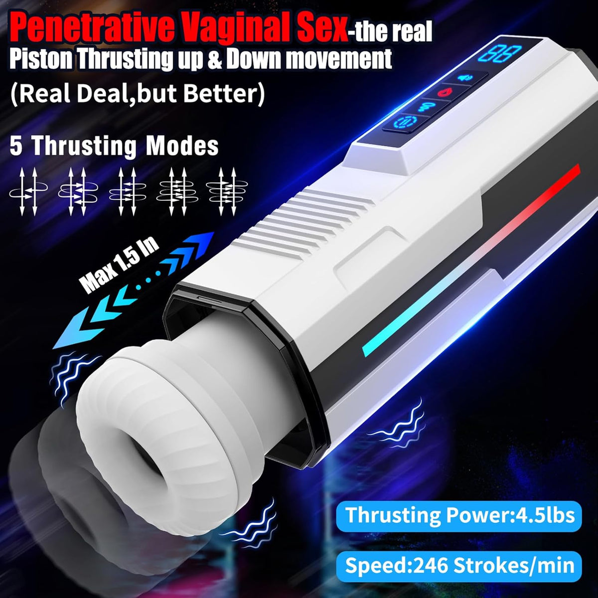7 Vibrating & 5 Sucking Thrusting LCD Display Automatic Male Masturbator
