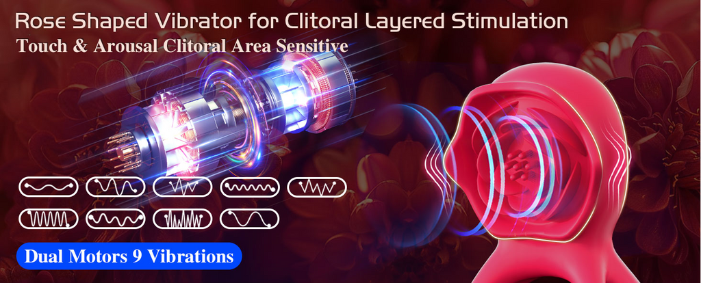 9X Vibrating  Rose Clitoral Stimulator Cock Ring