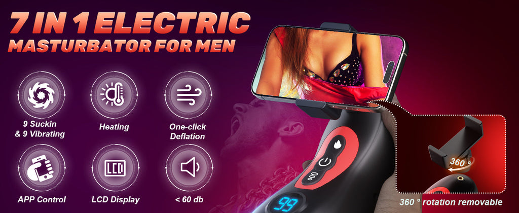 App Control Suction and Vibrating Male Masturbator with Phone Holder