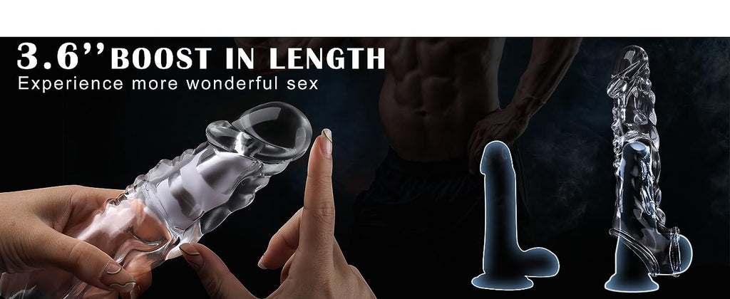 Reusable Clear Penis Sleeve with Vibrator Penis Ring