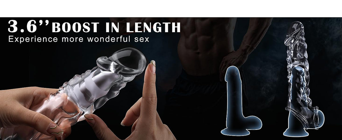 Reusable Clear Penis Sleeve with Vibrator Penis Ring