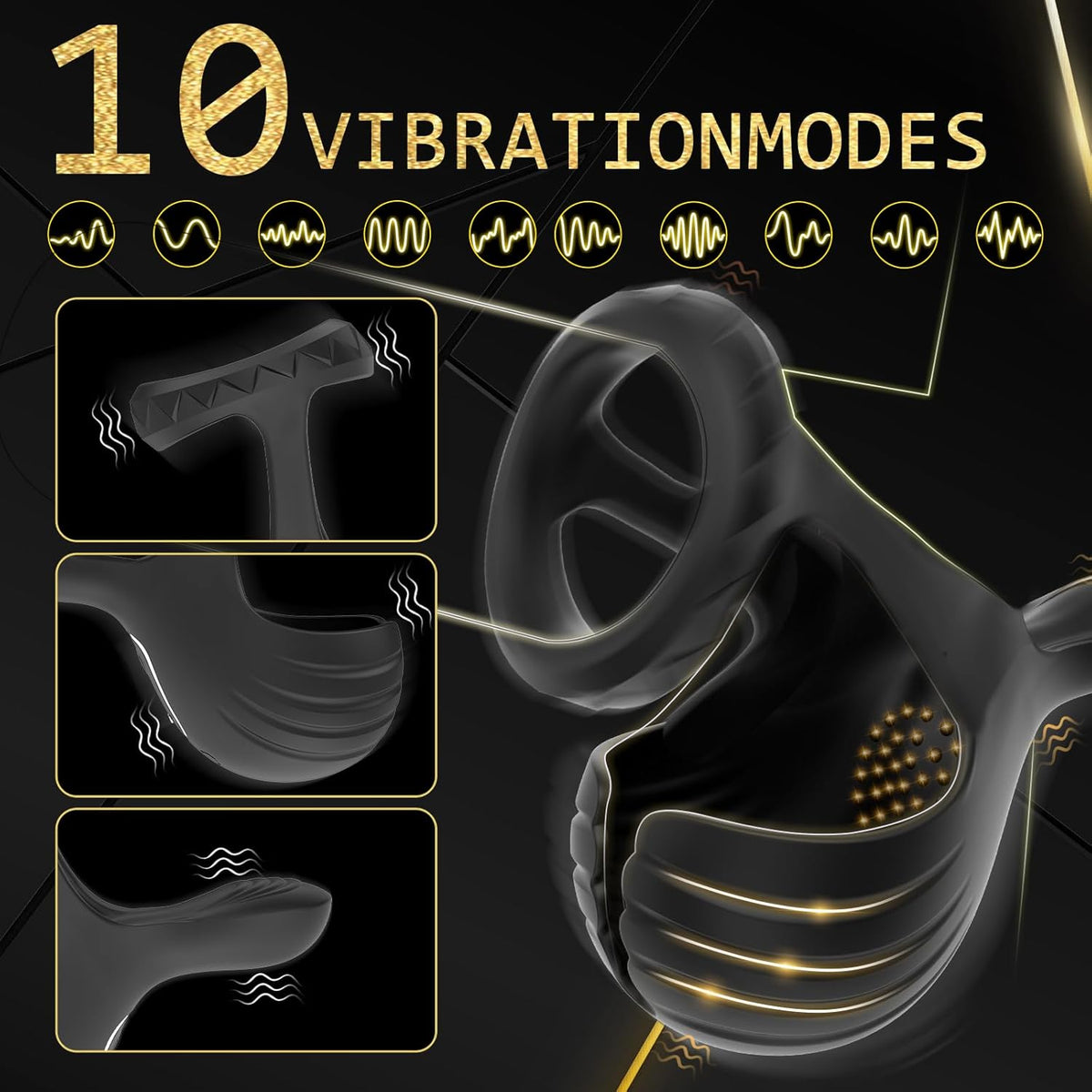 10 Modes Vibrating Cock Ring with APP Control Testicles Vibrator