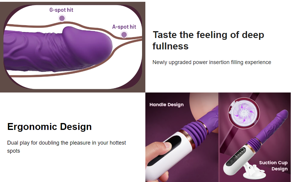 Megan Thrusting & Vibrating Dildo Machine with Handle and Sucker