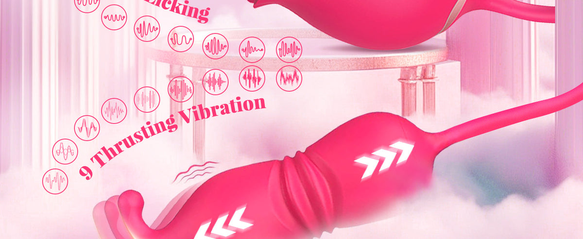 3 In 1 Rose Toy Clit Licking Toy Dildo Tongue G Spot Clitoral Nipple Vibrator
