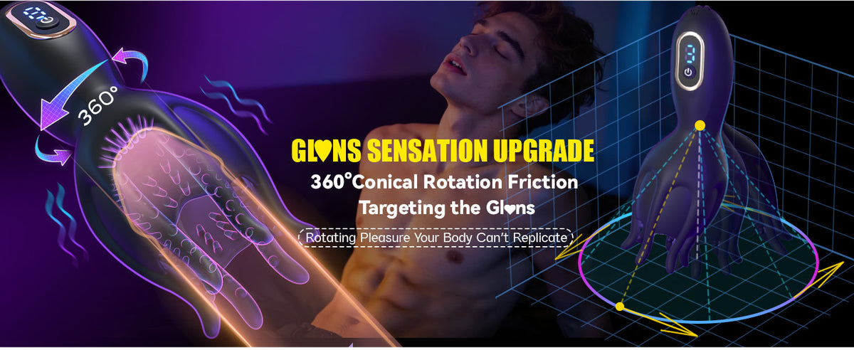 360° Conical Rotating Vibrating Penis Head Stimulator