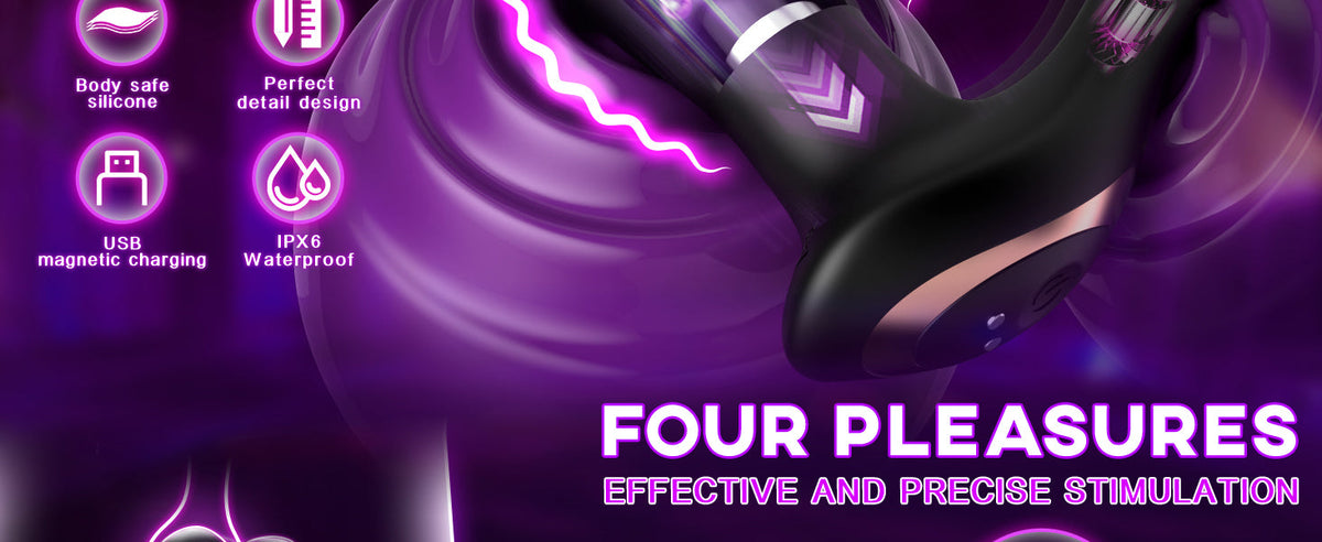 Prostate Massager Anal Toys with Penis Ring 9 Swing Rolling Vibrating Butt Plug