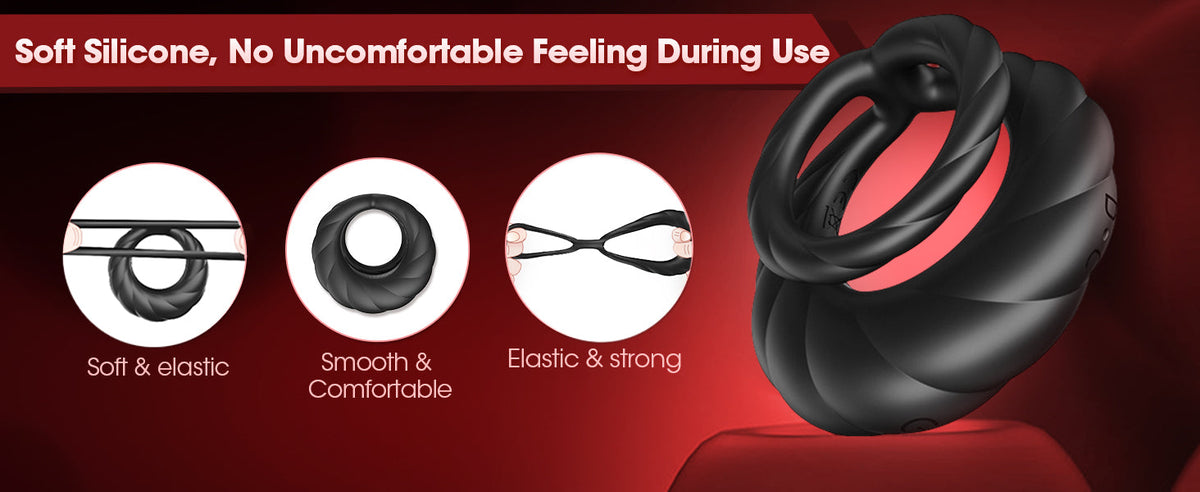 Mighty Grip - 10 Frequency Vibration Dual Limitation Silicone Penis Ring