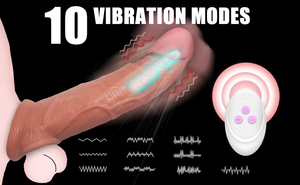 8 Inch Vibrating Penis Sleeve with 10 Vibration Modes