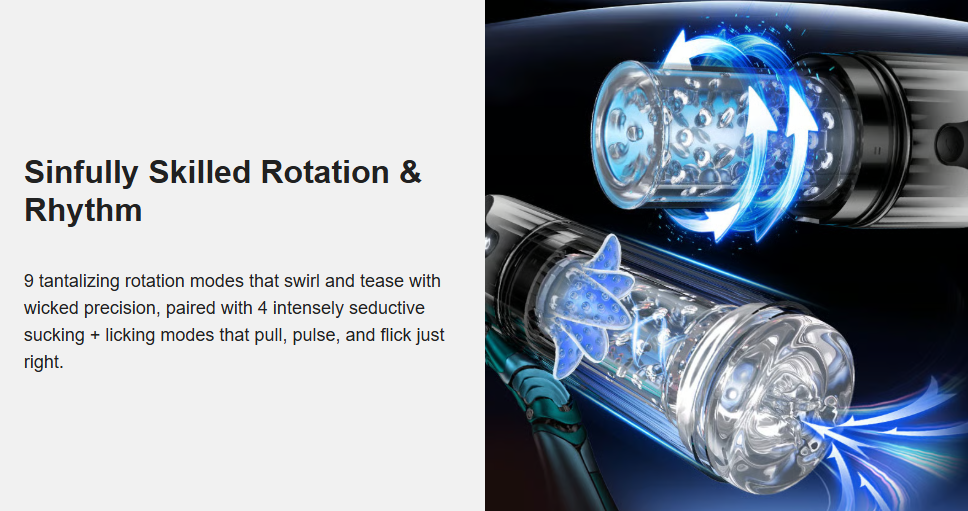 9 Rotating & 4 Suction & Licking Pocket Pussy One-Touch Boost Automatic Male Masturbator