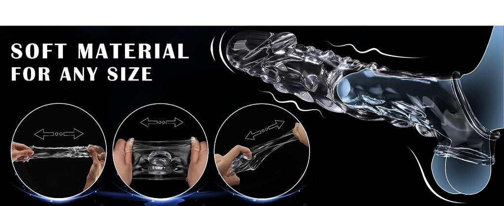 Reusable Clear Penis Sleeve with Vibrator Penis Ring