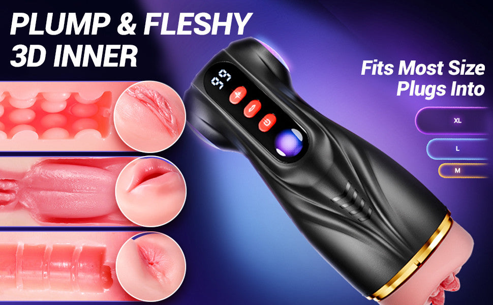 Daphne - 3 Sleeves Pocket Pussy Penis Pump with 9 Sucking & 9 Vibrating Male Masturbator