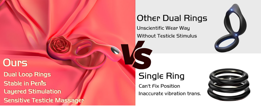 9X Vibrating  Rose Clitoral Stimulator Cock Ring