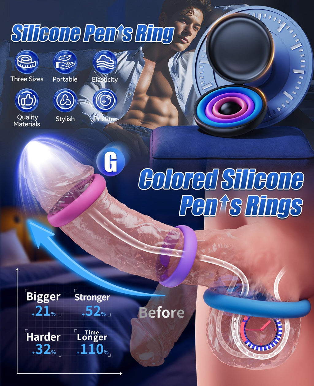 PowerLoop Colored Silicone Cock Ring Set