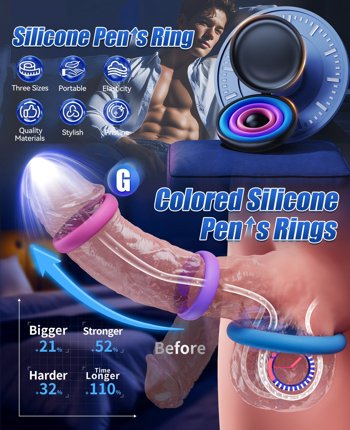 PowerLoop Colored Silicone Cock Ring Set