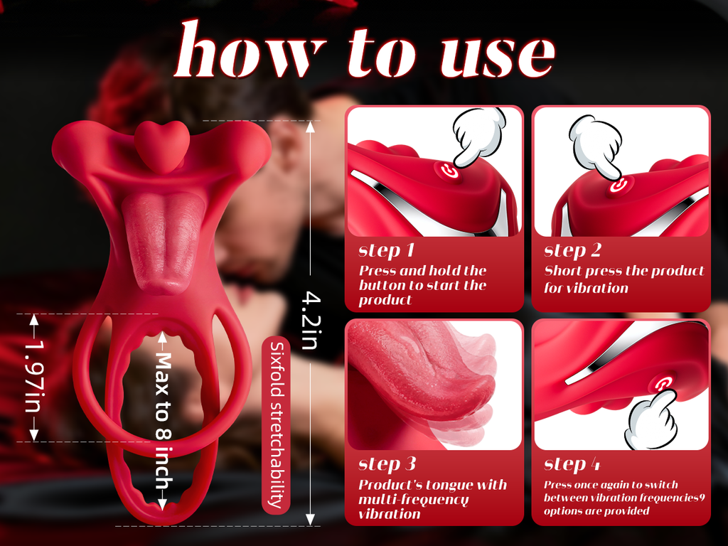 Vibrating Cock Ring with Realistic Tongue