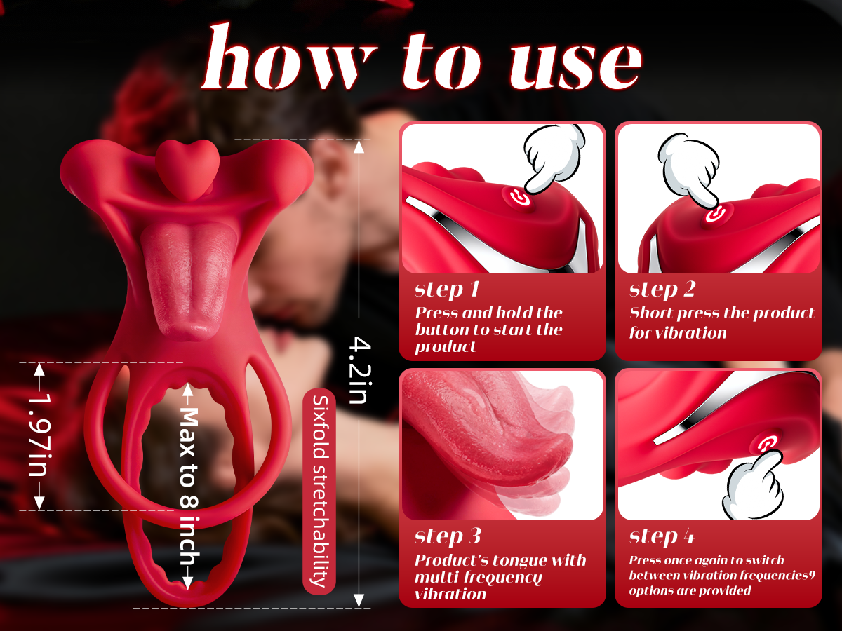 Vibrating Cock Ring with Realistic Tongue