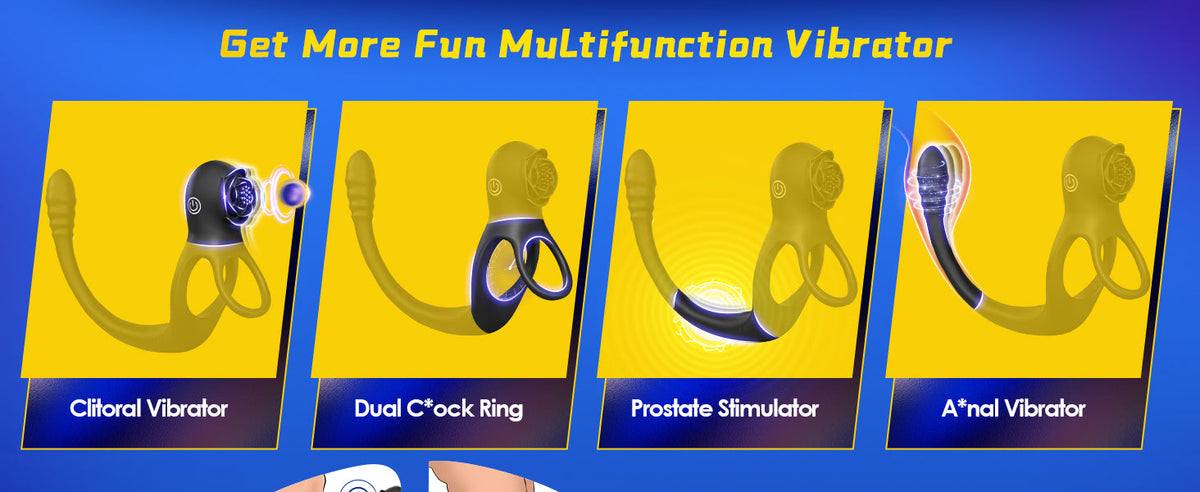 Double Penis Ring Stimulate Erection 10X Vibrating Cock Ring