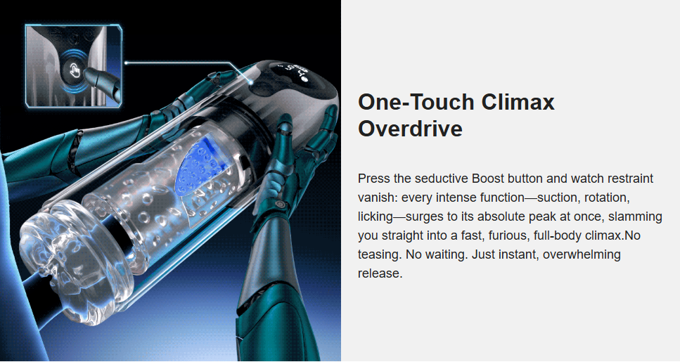 9 Rotating & 4 Suction & Licking Pocket Pussy One-Touch Boost Automatic Male Masturbator