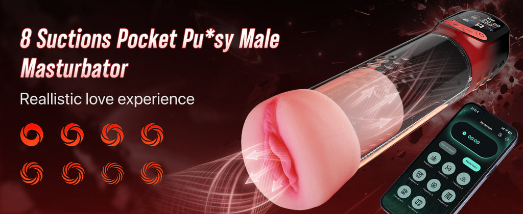 4-in-1 Penis Pump Sex Toy for Men Masturbator, App-Controlled Manual & Automatic Electric Vacuum Pump with 4 Training Modes & 8 Suction Levels, Penis Pump with 6 Penis Rings