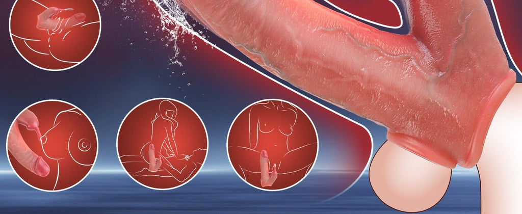 Penis Enlarger Vibrator – Lifelike Penis Sleeve with Rabbit & Dual Motors