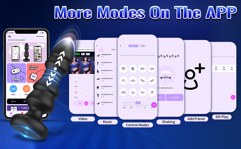 APP Remote Control 12 Vibrating & Thrusting Prostate Massager Anal Toys