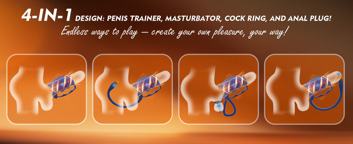 3 in 1 Penis Vibrator Male Masturbator with Detachable Butt Plug and Cock Ring