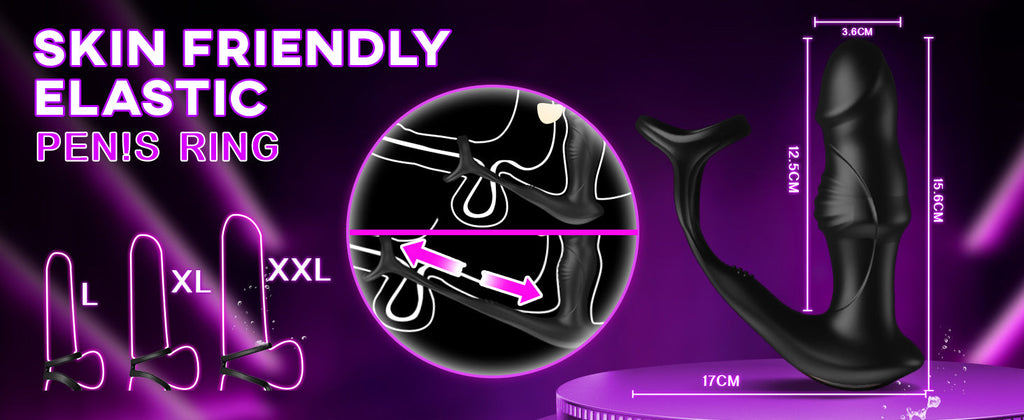 Prostate Massager Anal Toys with Penis Ring 9 Swing Rolling Vibrating Butt Plug