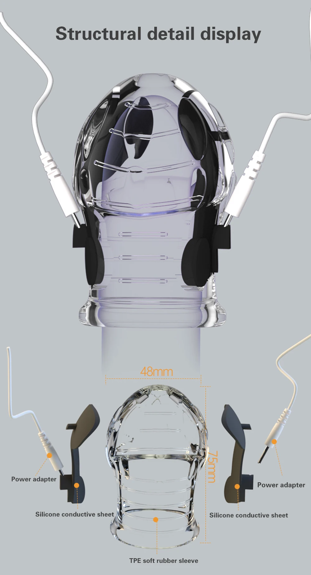 E-stim Eichel Penistrainer Stimulator mit 19 Electric Shock Intensity & 8 Modes