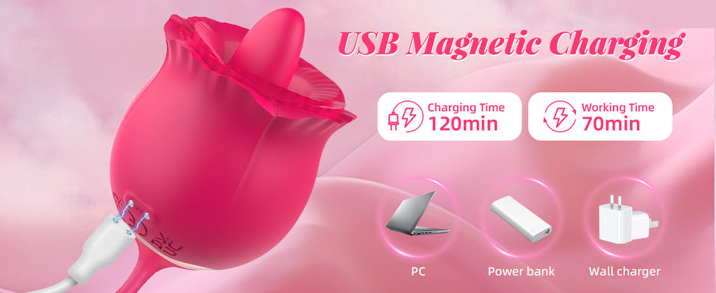 3 In 1 Rose Toy Clit Licking Toy Dildo Tongue G Spot Clitoral Nipple Vibrator