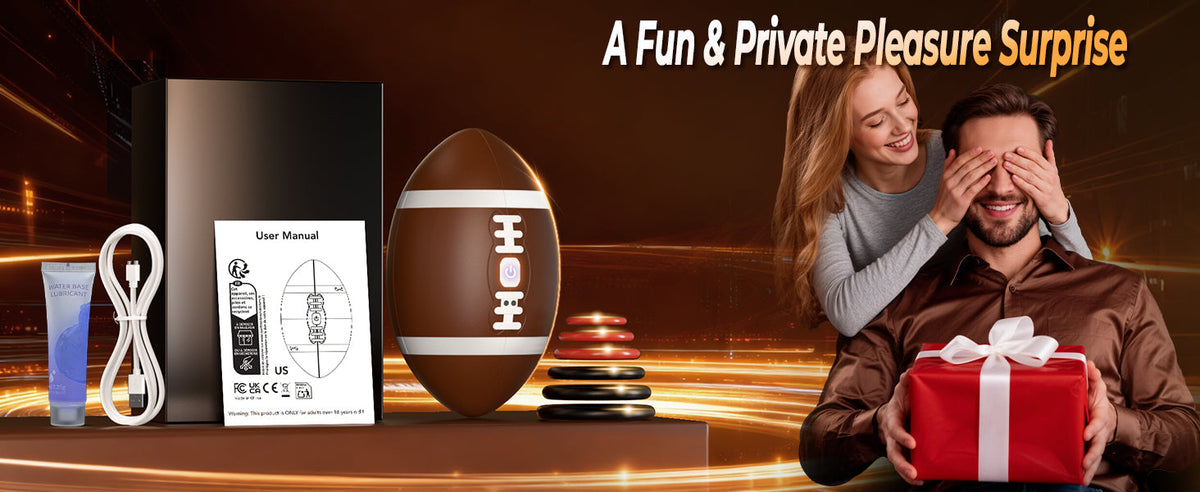 Men's football-shaped masturbator, 12 vibration modes, 3D TPE realistic inner sleeve.