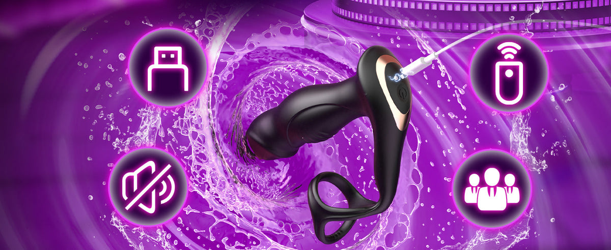 Prostate Massager Anal Toys with Penis Ring 9 Swing Rolling Vibrating Butt Plug
